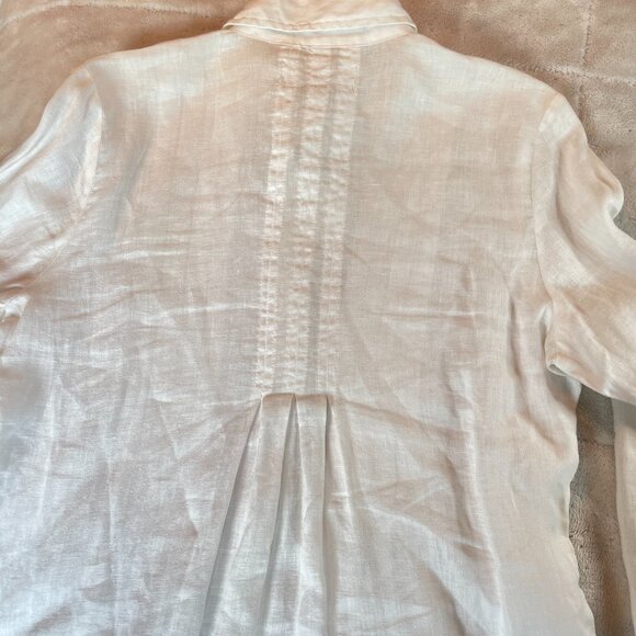 Territory Ahead Long White Linen Pintuck Button Up Tunic Womens Size S Lagenlook - Picture 9 of 11